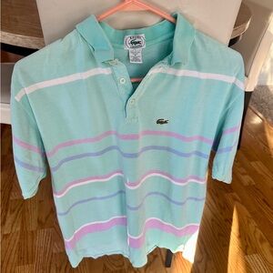 Izod Men's Polo Shirt - Mint Green with Pastel Stripes